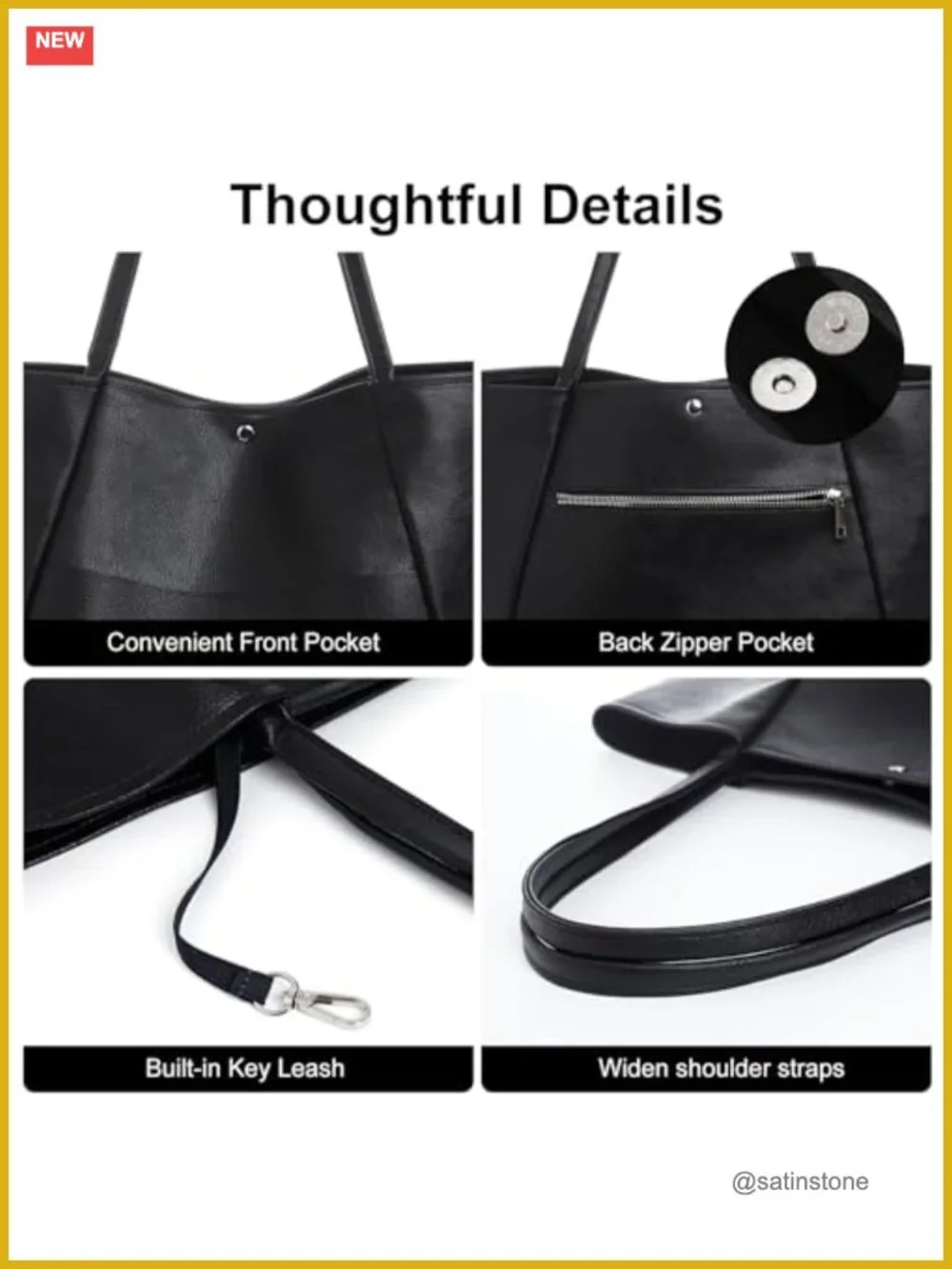 Large Vegan Leather Tote Bag Work Travel 25L Women Handbag Weekender